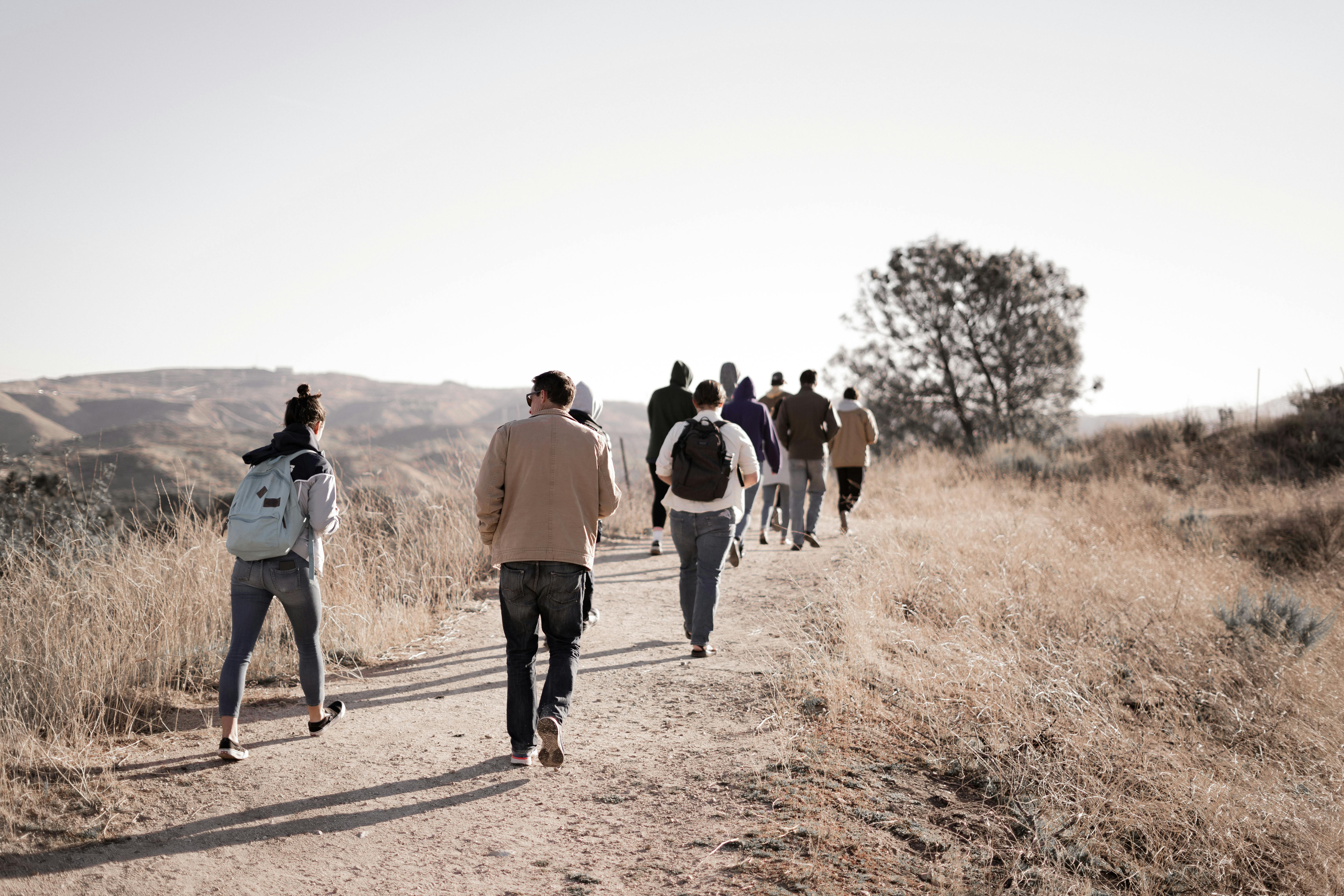 Community walking in nature